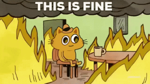 This Is Fine Meme Animated Burning Cat GIF