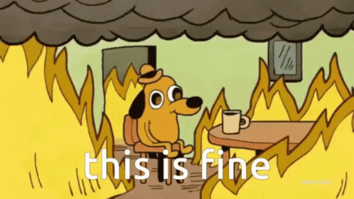 This Is Fine Meme Animated Dog Cup GIF