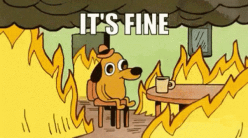 This Is Fine Meme Burning House Dog GIF