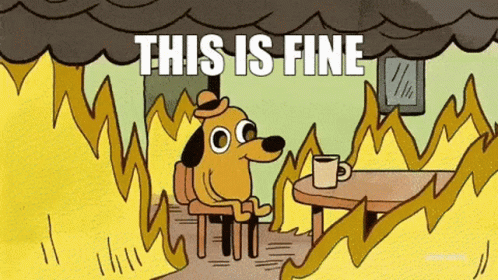 This Is Fine Meme Dog Fire Animated Cartoon GIF