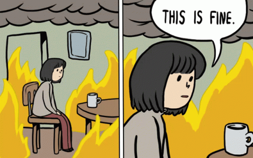 This Is Fine Meme Lady Siting On Fire GIF