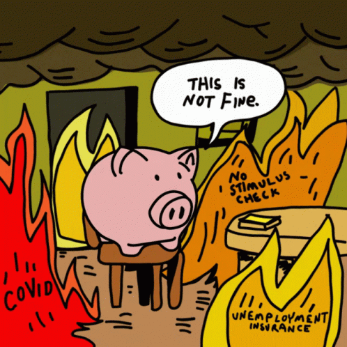 This Is Fine Meme Pig Social Economic Issues GIF
