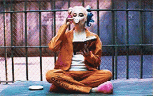 This Place Is A Prison Harley Quinn Drinking Tea GIF