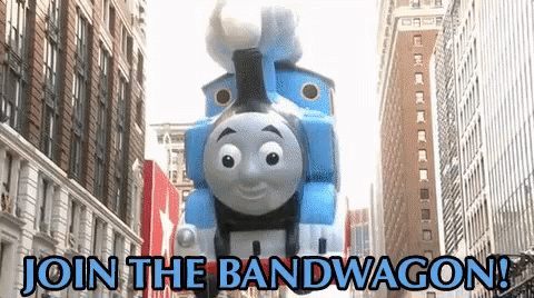 Thomas the Tank Engine Balloon Says Join the Bandwagon