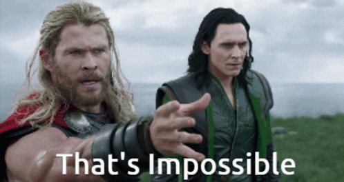Thor And Loki Are Standing Next To Each Other And Thor Is Pointing At Loki While They Are Talking About Impossible . GIF