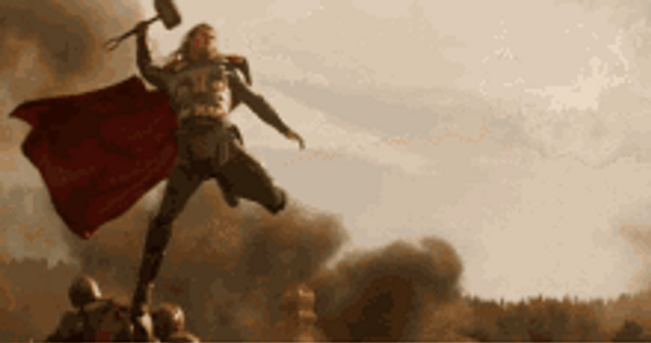 Thor Arriving Smash Ground Ban Hammer GIF