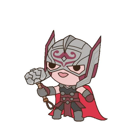 Thor Holding Hammer and Sword