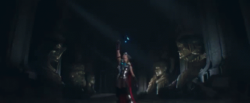 Thor Holding Lightning Hammer in Dark Room