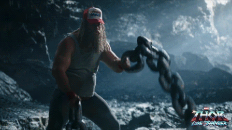 Thor Love And Thunder Exercising Heavy Chains GIF