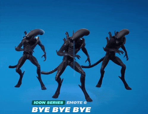 Three Aliens Are Jumping In The Air With The Words Bye Bye Bye Behind Them GIF
