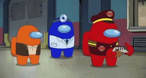 Three Among Us Characters With Doctor And Fireman GIF