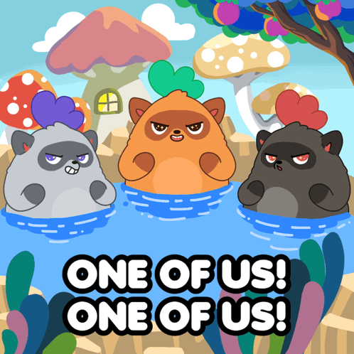 Three Animals In Pond Saying One Of Us GIF