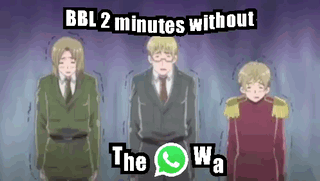 Three Anime Characters Are Standing Next To Each Other In A Row . GIF