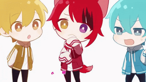 Three Anime Characters With Purple Eye