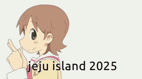 Three Anime Girls Are Standing Next To Each Other With The Text Jeju Island 2025 GIF