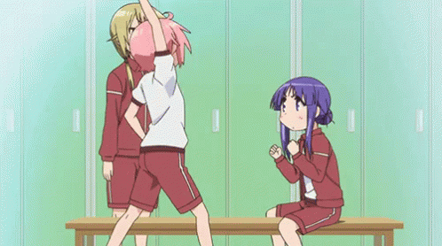 Three Anime Girls in a Locker Room