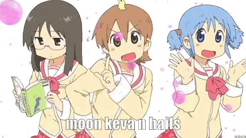 Three Anime Girls Moon Kevan Hail