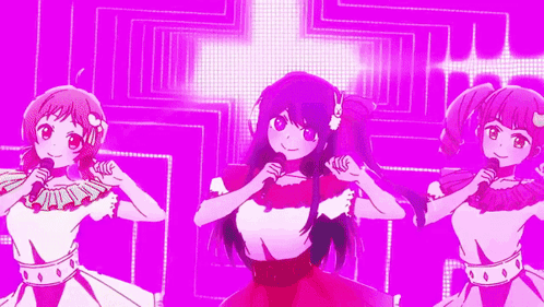 Three Anime Girls Singing GIF