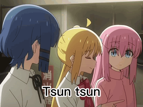 Three Anime Girls Tsun