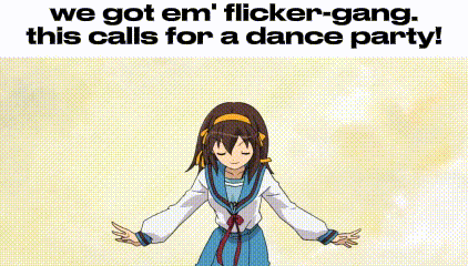 Three Anime Girls With Arms in the Air