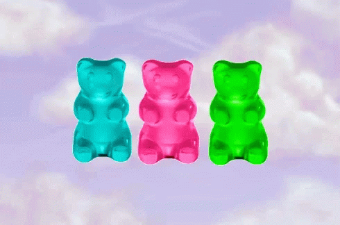 Three Bear Gummies Forming Line GIF