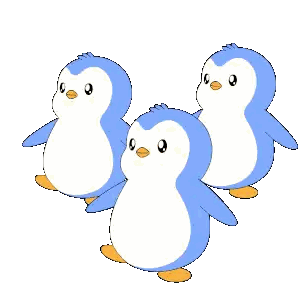 Three Blue and White Penguins