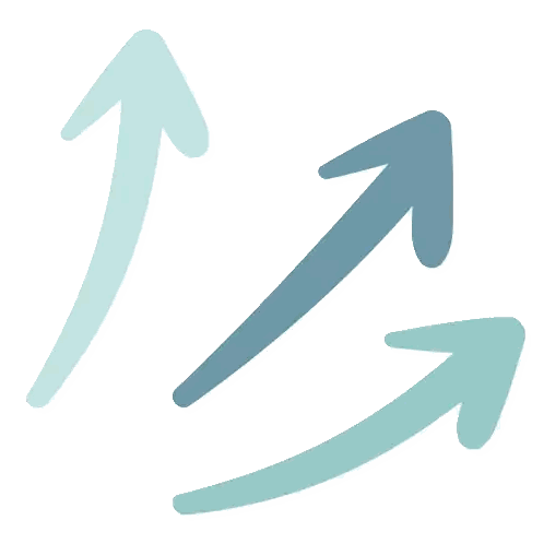 Three Blue Arrows Pointing Up and Down