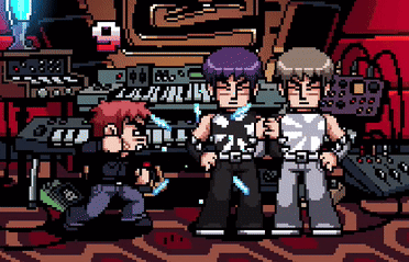 Three Boys Pixel Art In Front Of Keyboard Saying A GIF