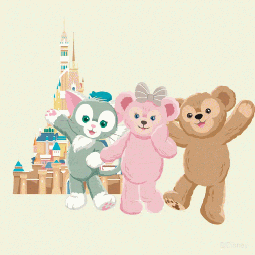 Three Cartoon Bear Best Friends Cheering GIF