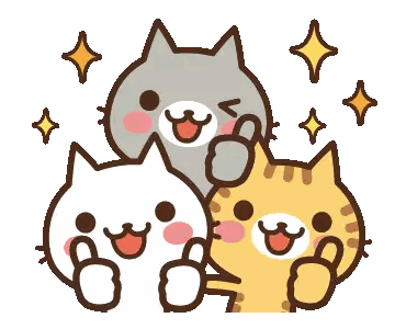 Three Cartoon Cats Giving Thumbs Up