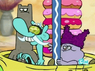 Three Cartoon Characters Are Sitting In A Yellow Car With Cn Written On The Bottom GIF