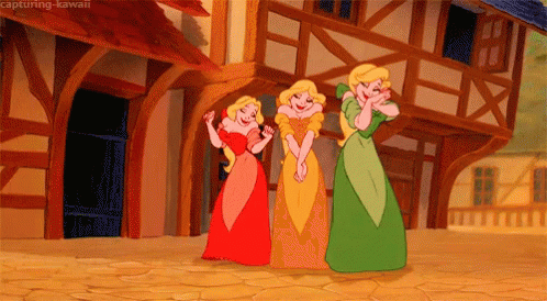 Three Cartoon Characters Are Standing In Front Of A Building With The Caption Capturing Kawaii GIF