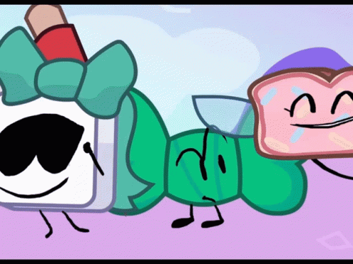 Three Cartoon Characters Are Standing Next To Each Other And One Of Them Has A Bow On Her Head GIF