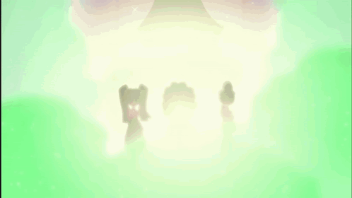 Three Cartoon Characters Are Standing Next To Each Other In Green Smoke GIF