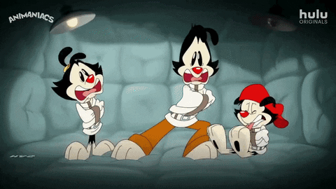 Three Cartoon Characters Are Tied Up With A Hulu Originals Logo In The Background GIF