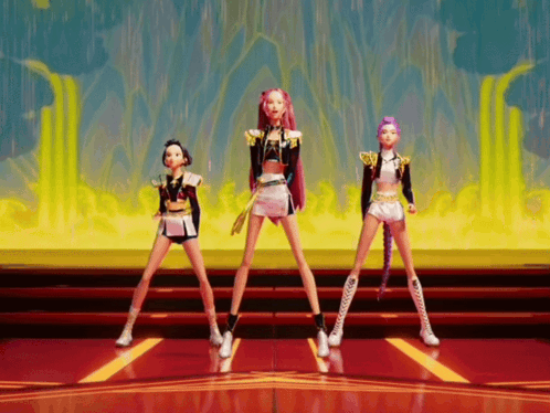 Three Cartoon Characters Dancing