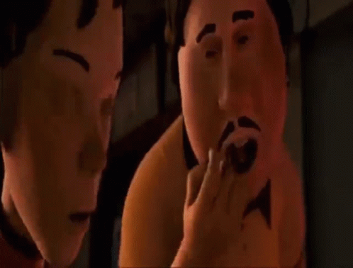 Three Cartoon Characters In Diner GIF