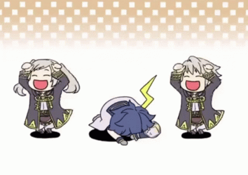 Three Cartoon Characters Laughing, One With Lightning Bolt
