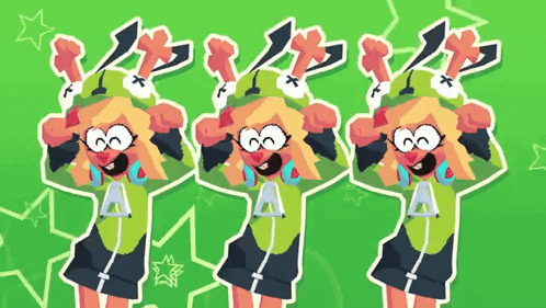 Three Cartoon Characters One With Letter A On Shirt GIF