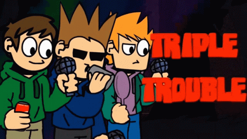 Three Cartoon Characters Triple Trouble Red