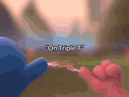 Three Cartoon Characters with Triple Trouble Red Letters