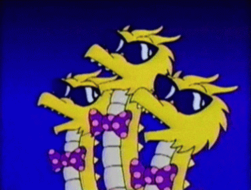 Three Cartoon Dragons Wearing Sunglasses and Bow Ties