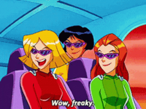 Three Cartoon Girls in Sunglasses Saying Wow Freaky