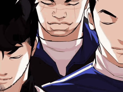 Three Cartoon Men With Eyes Closed GIF