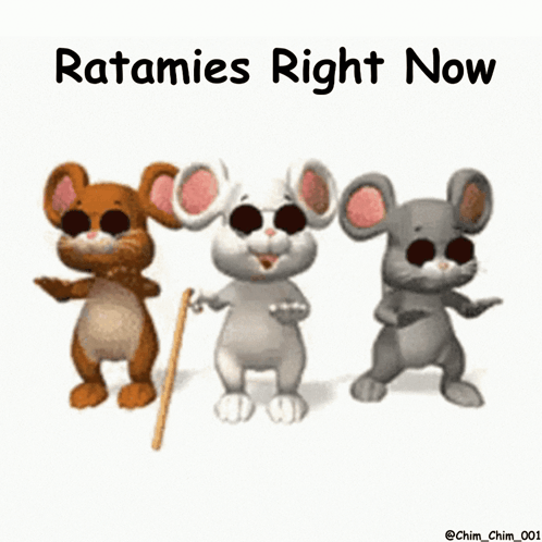 Three Cartoon Mice Ratamies Right Now