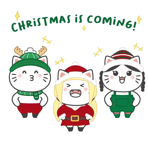 Three Cats Standing With Christmas Is Coming