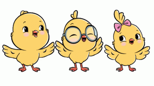 Three Cheeky Yellow Chicks GIF