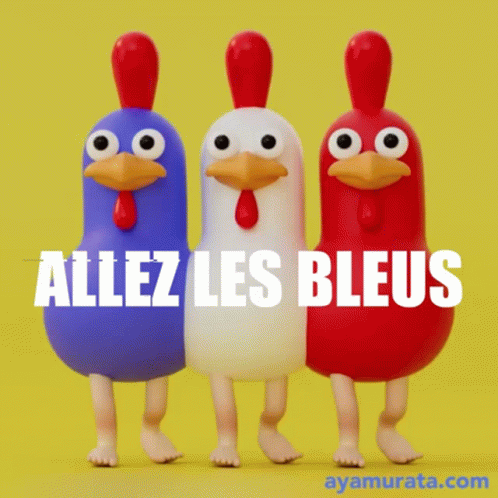Three Chickens Standing Next to Each Other Allez Les Bleus