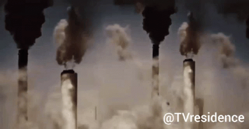 Three Chimneys With Smoke Coming Out Of Them And The Words @Tvresidence Below GIF