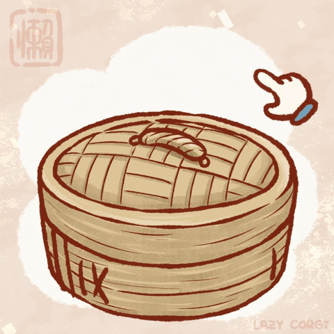 Three Chinchilla Inside Wooden Steamer GIF
